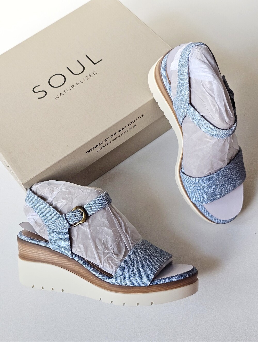 Soul Naturalizer Graciela Denim Wedge Sandals Platform Comfort Size 8 NIB